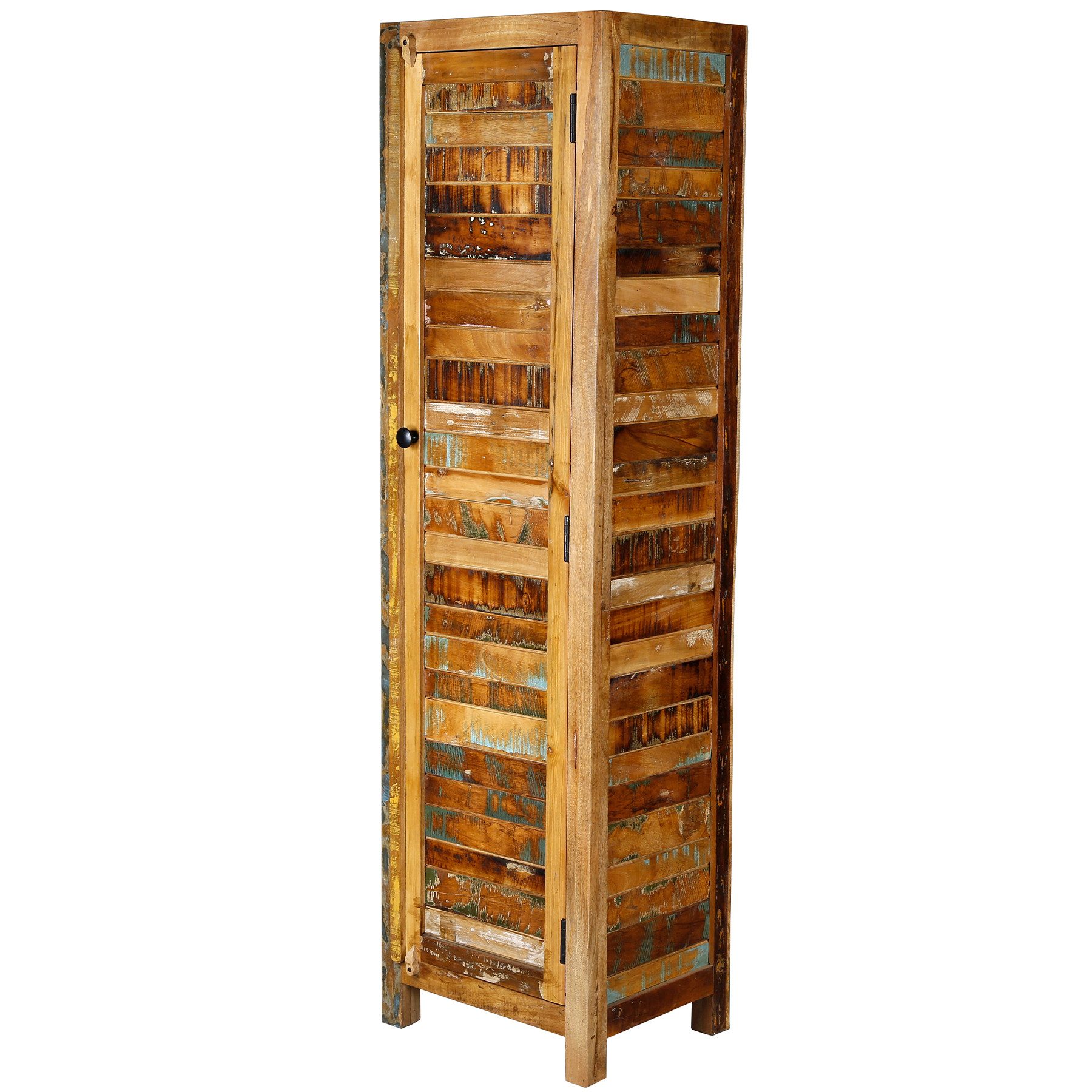 Casa Moro Hochschrank Schrank Schmal Massivholz Altholz Wohnzimmer Schlafzimmer Flur Küche massiver Aufbau, Stabil: 36 kg Gewicht, platzsparend, handgefertigt