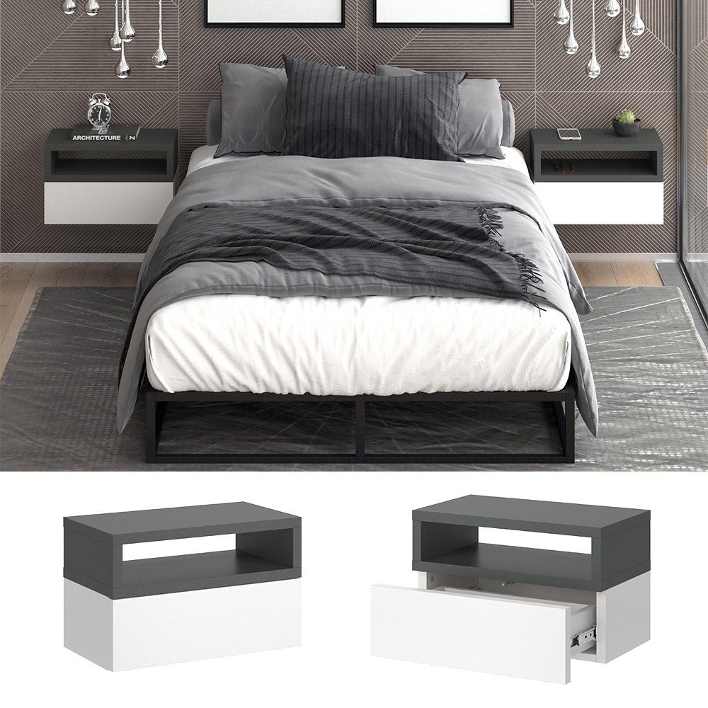 Vicco Nachtschrank Urbano, Anthrazit/Weiß, 45 x günstig online kaufen