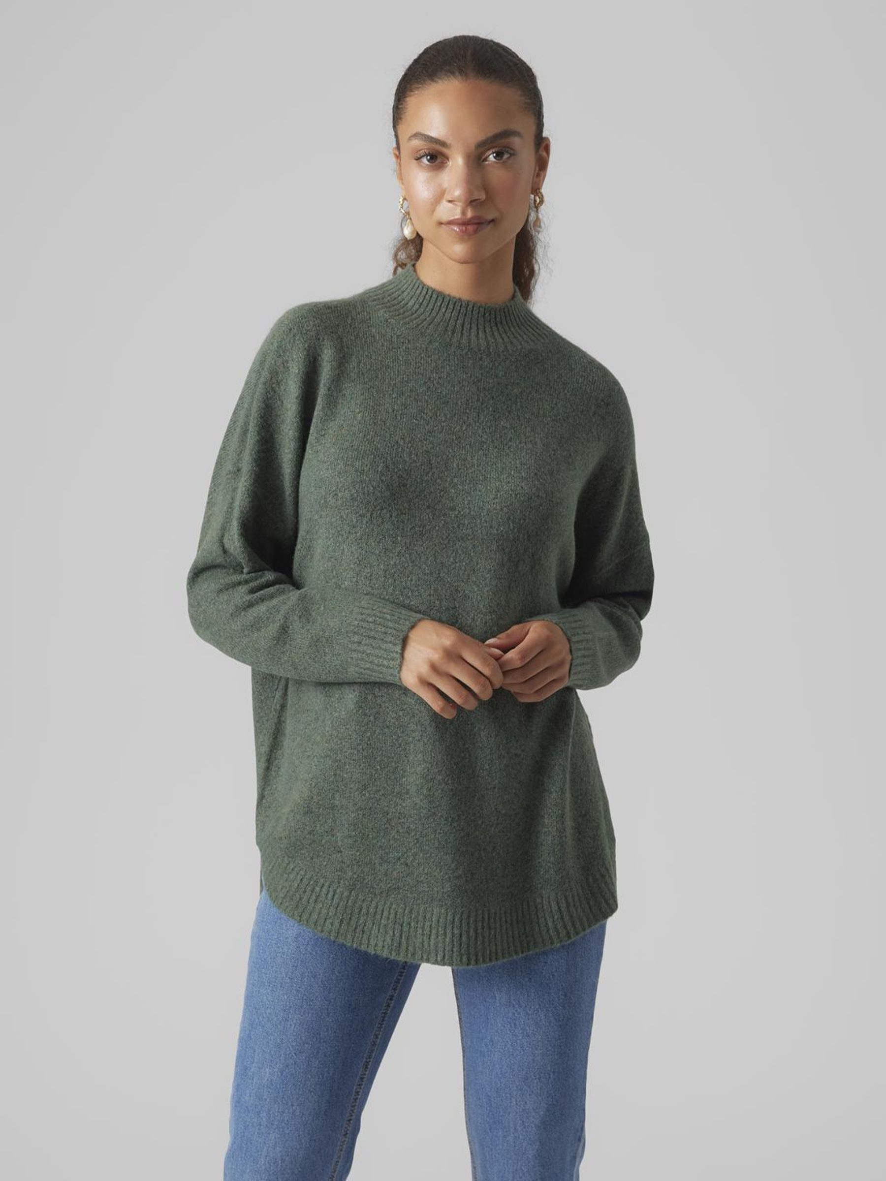 Vmjupiter Ls Highneck Pullover Medium Grey Melange