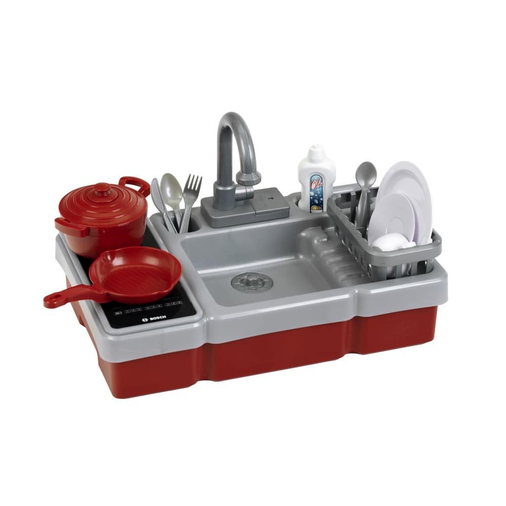Klein Spielküche Bosch - Spüle mit Wasserfunktion und Kochfeld Kunststoff