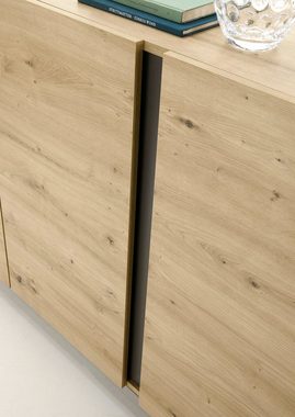 Empinio24 Lowboard CORATO, 188x46 cm, mit 2x Klappen, Eiche Graphit, mit Beleuchtung