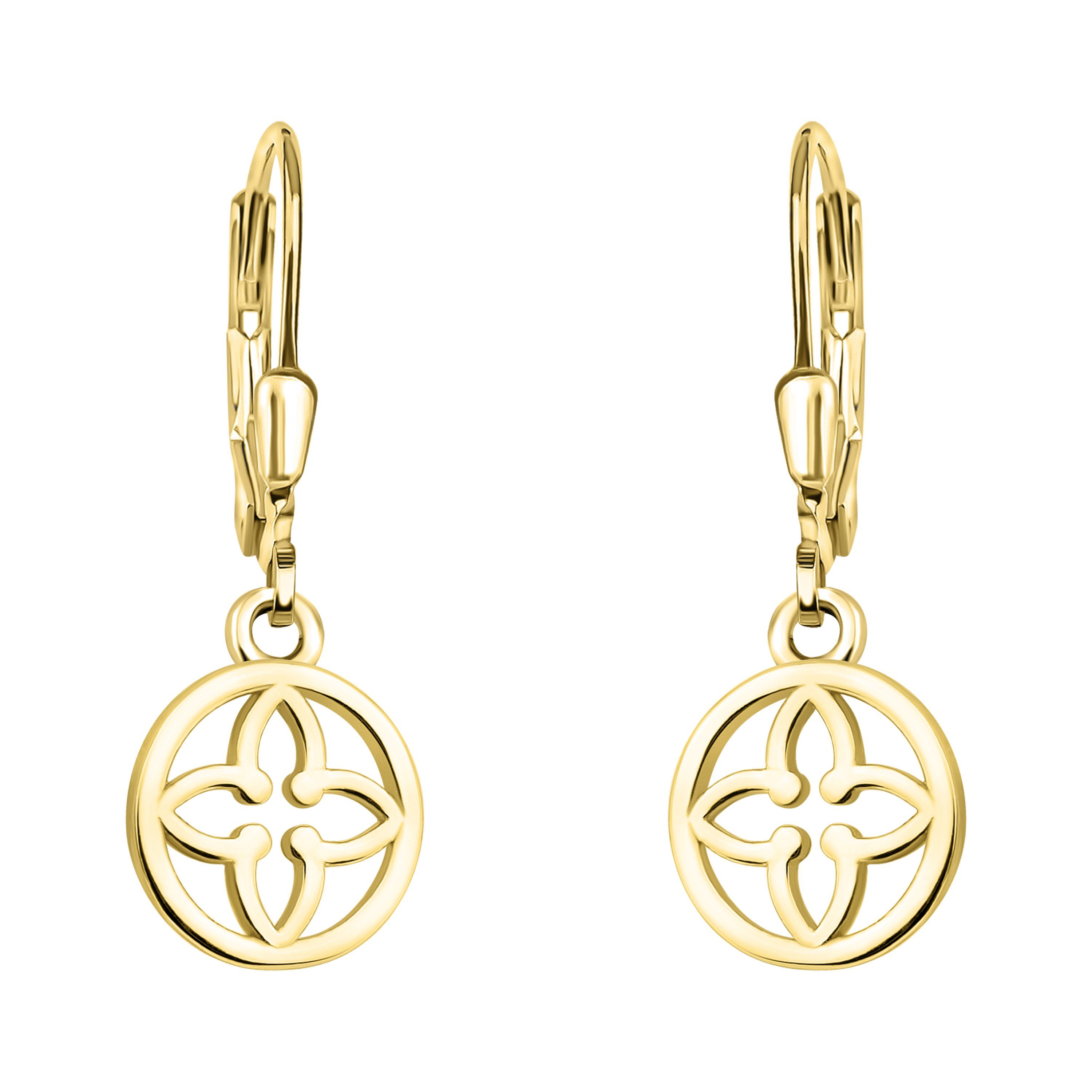 Sofia Milani Paar Ohrhänger Blume Kreis, 925 Silber Damen Schmuck gold