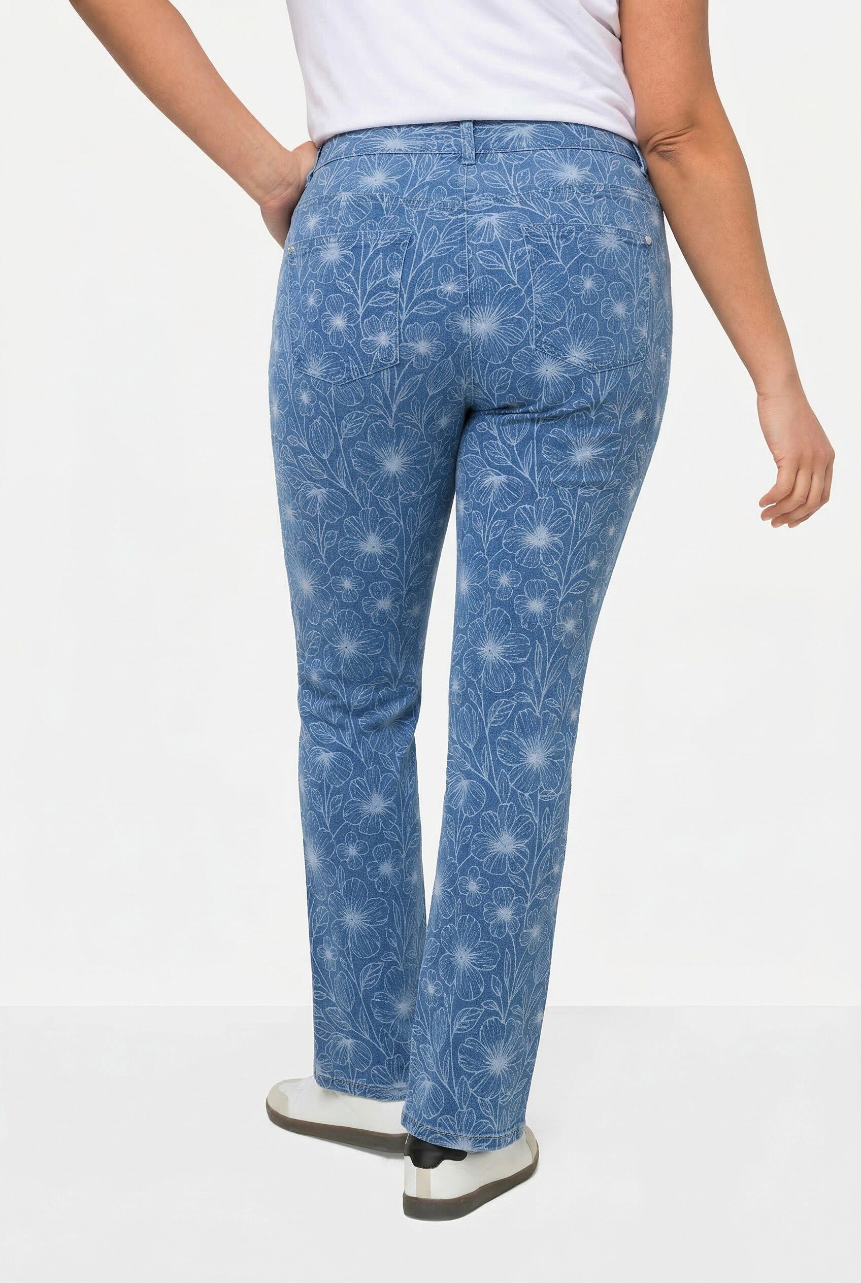Angel of Style Röhrenjeans Jeans Emma Slim Fit Blütenmuster 5-Pocket