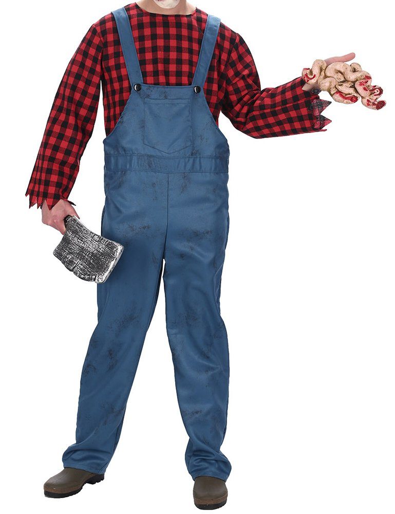 CHAKS Clown-Kostüm Horror Hase 'Lumberjack' - Herren Kostüm, Blau Ro