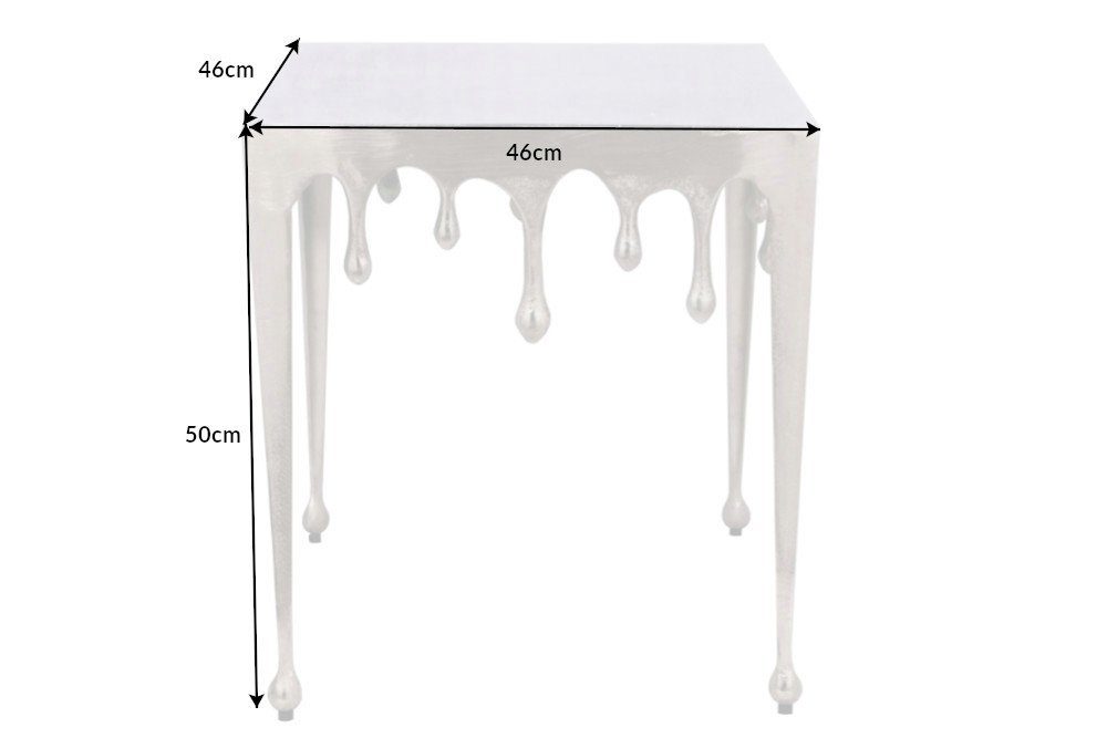 · Metall · · Couchtisch Wohnzimmer L LINE silber, · 46cm Tropfen-Design Modern LIQUID eckig riess-ambiente