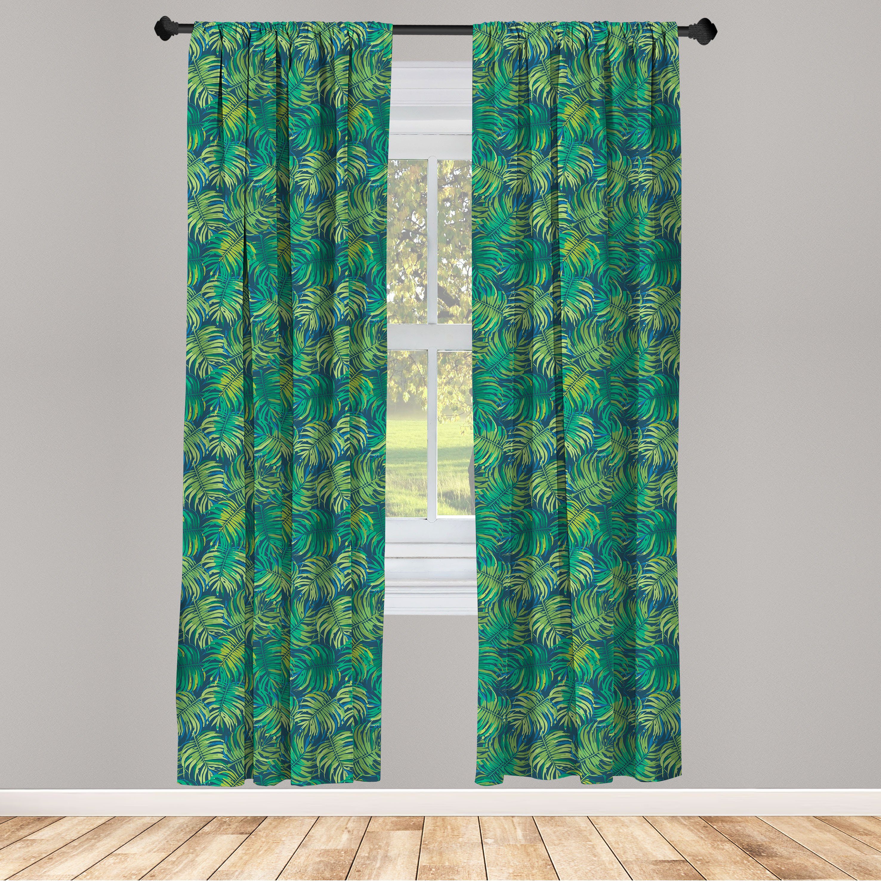 Gardine Vorhang für Wohnzimmer Schlafzimmer Dekor, Abakuhaus, Microfaser, Blätter Hawaiian Tropical Foliage