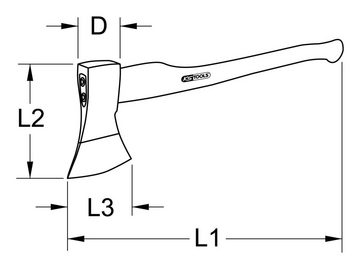 KS Tools Axt, 70 cm Länge, Holzaxt, 1250g