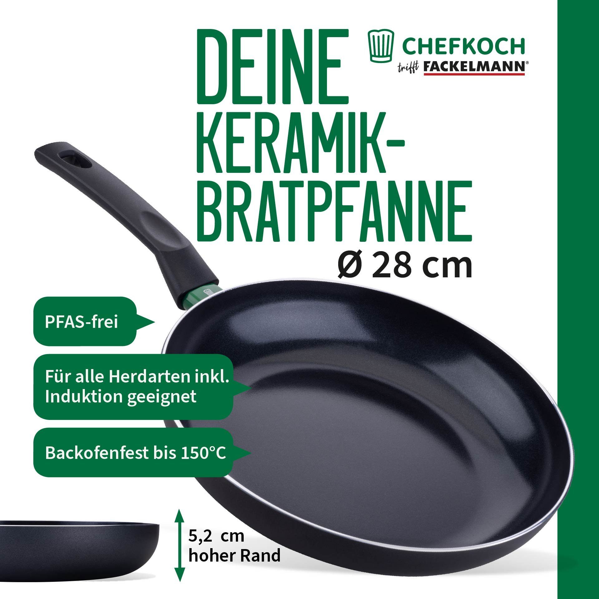 Chefkoch trifft Fackelmann Bratpfanne Bratpfanne, Kochpfanne, Aluminium-Pfanne, Antihaftpfanne, Induktion