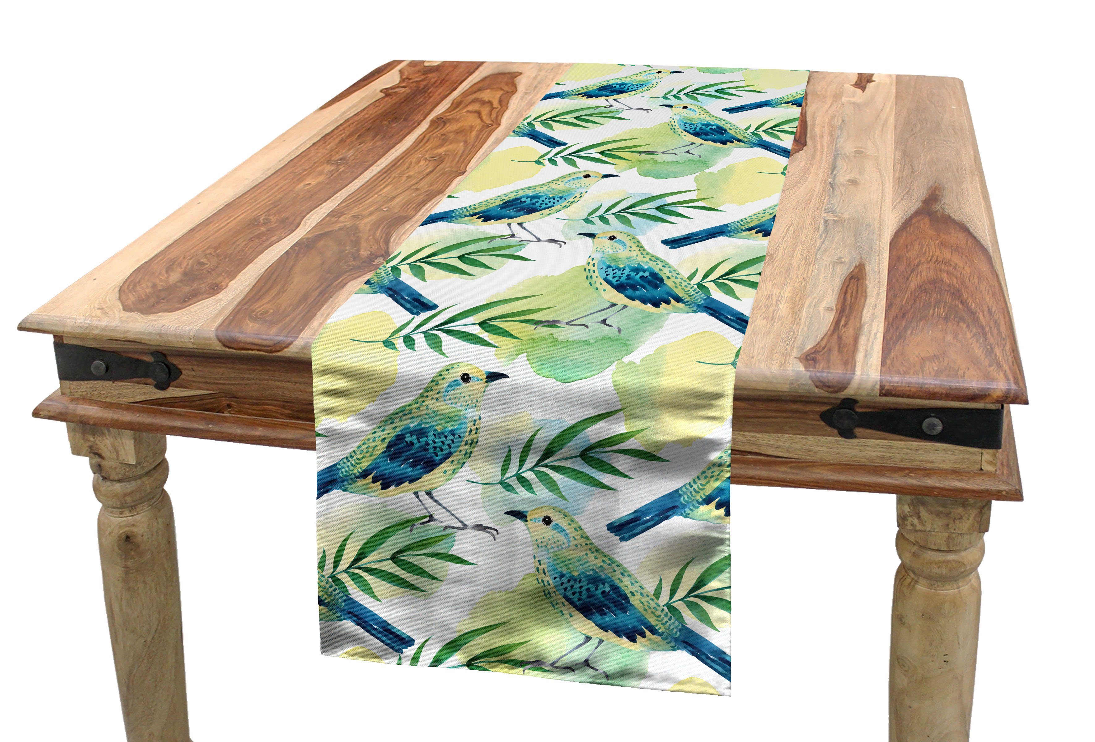 Abakuhaus Tischläufer Esszimmer Dekorativer Küche Tischläufer, Sparrow Vögel Watercolored Rechteckiger