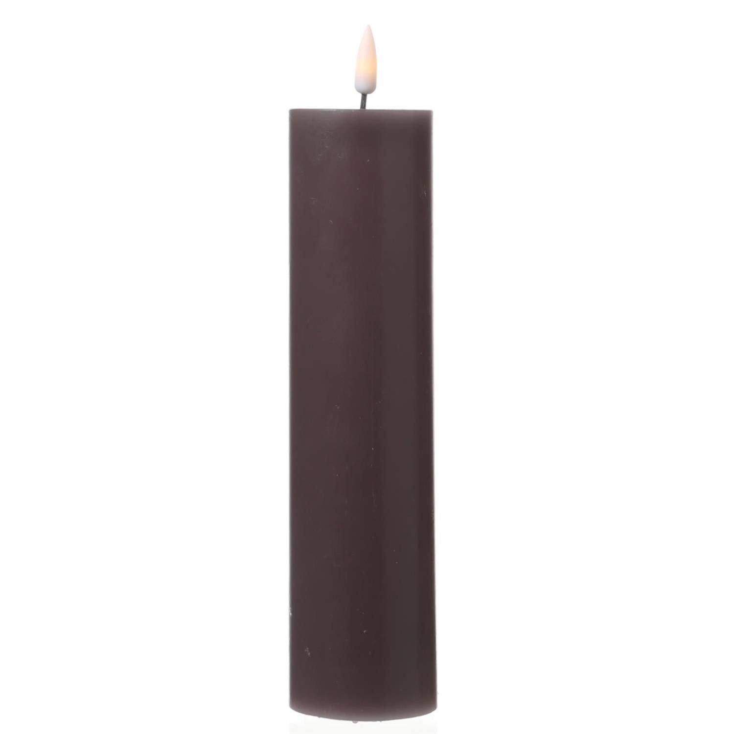 Deluxe Homeart LED-Kerze Mia Deluxe Echtwachs Wachsspiegel flackernd H: 20cm D: 5cm mokka, LED Classic, warmweiß (2100K bis 3000K)