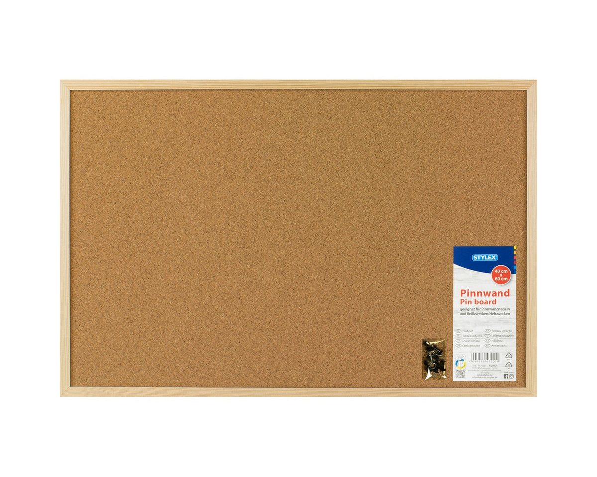 STYLEX Pinnwand STYLEX Pinnwand inkl. Reißzwecken und Heftzwecken aus Kork 40x60cm