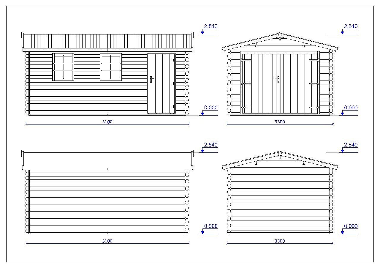 Finn Art Blockhaus Garage Holzgarage Schweden 41 mit Holztor, ohne Fußboden, Einzelgarage aus Holz, ohne Dacheindeckung