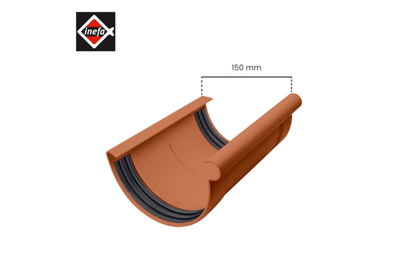 Thumbnail - INEFA Dachrinne Rinnenverbinder halbrund, NW 150, Dachrinnenverbinder aus PVC-U Kunststoff, einfache Montage