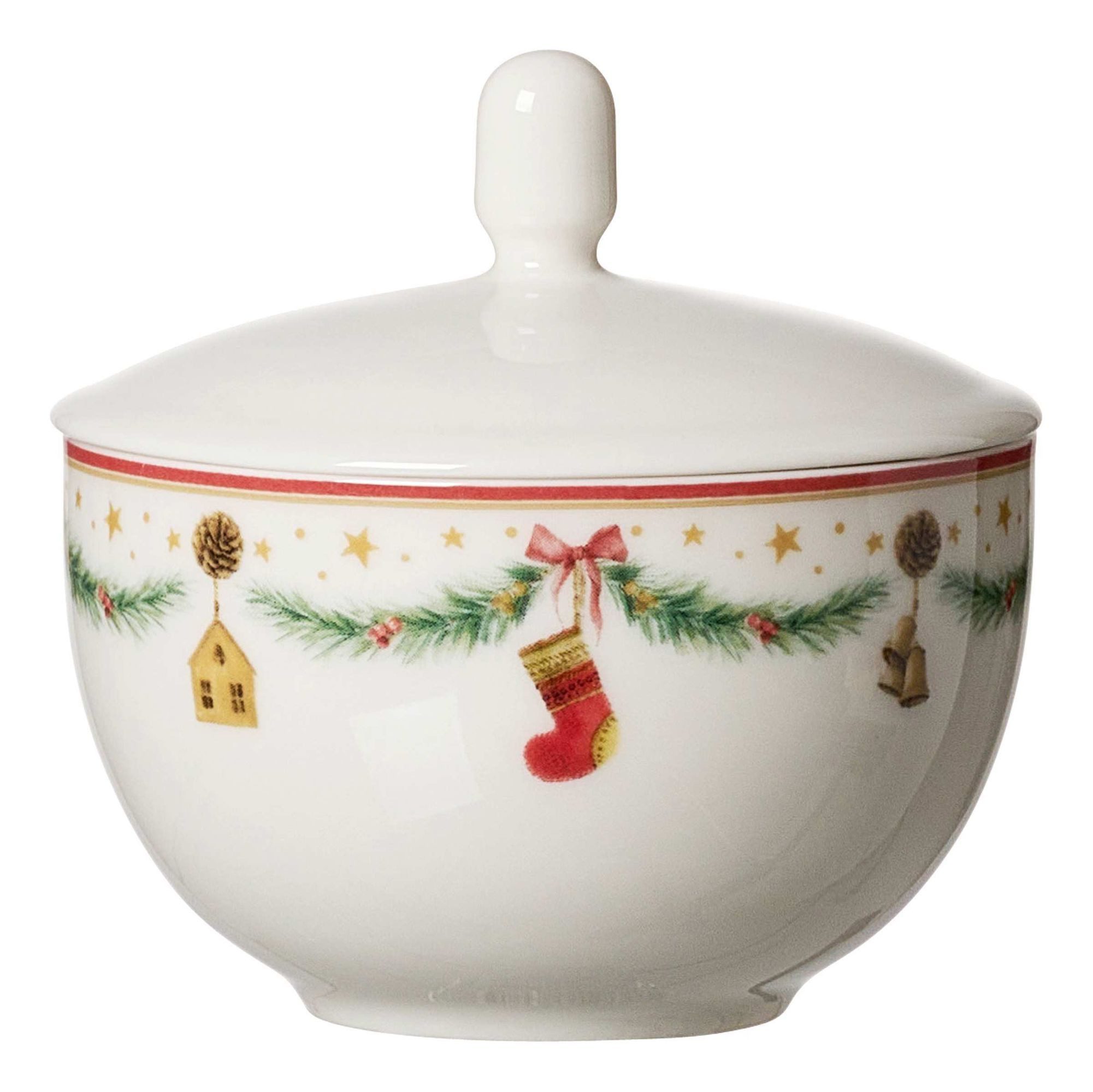 Ritzenhoff & Breker Zuckerdose Zuckerdose Holly mit Tannengirlande Motiv Bunt Porzellan, Porzellan, (1-tlg)