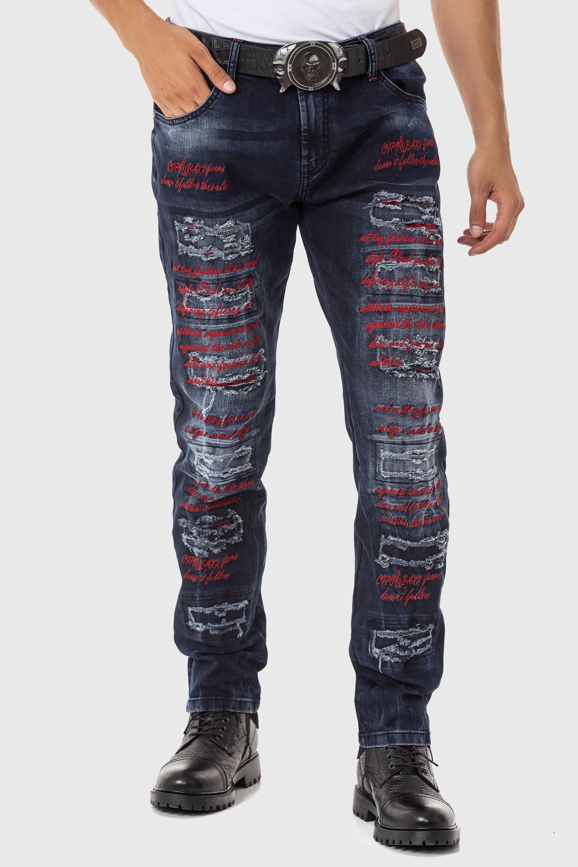 Cipo & Baxx Slim-fit-Jeans Jeans mit farbigen Ziernähten