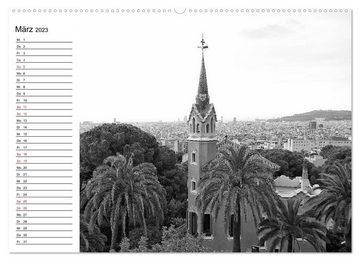 CALVENDO Wandkalender Barcelona Schwarz / Weiß Impressionen (Premium, hochwertiger DIN A2 Wandkalender 2023, Kunstdruck in Hochglanz)