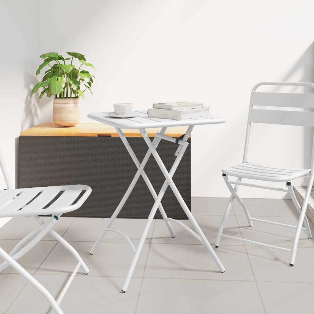 vidaXL Gartentisch Bistrotisch Weiß 55 x 55 x 72,5 cm Pulverbeschichteter Stahl (1-St)