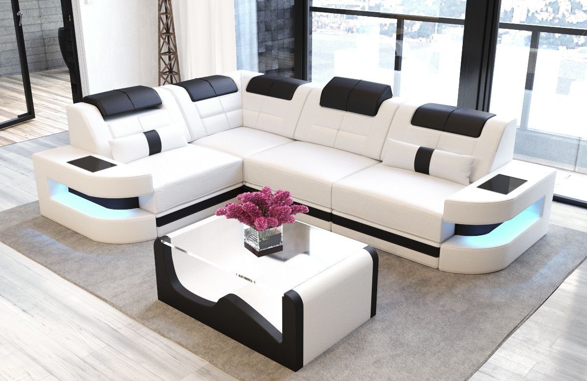 Sofa Dreams Ecksofa »Como - L Form Ledersofa«, mit LED, wahlweise mit  Bettfunktion als Schlafsofa, Designersofa