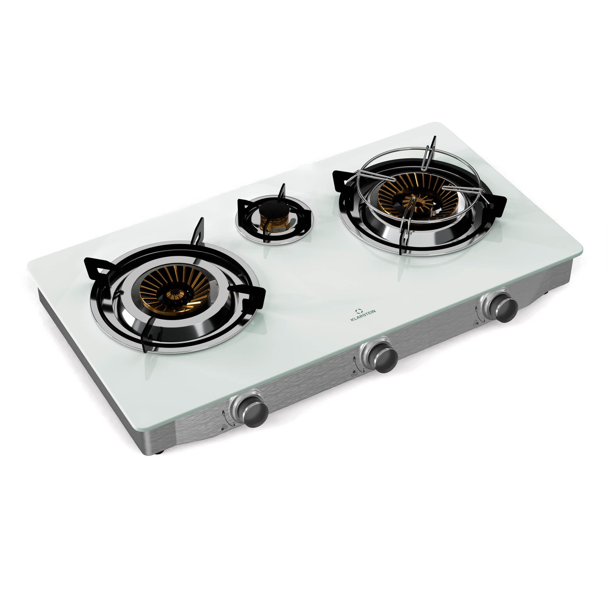 Klarstein Doppelkochplatte Barzona, Gaskocher Gas Brenner 3 Camping Hob 8450 W
