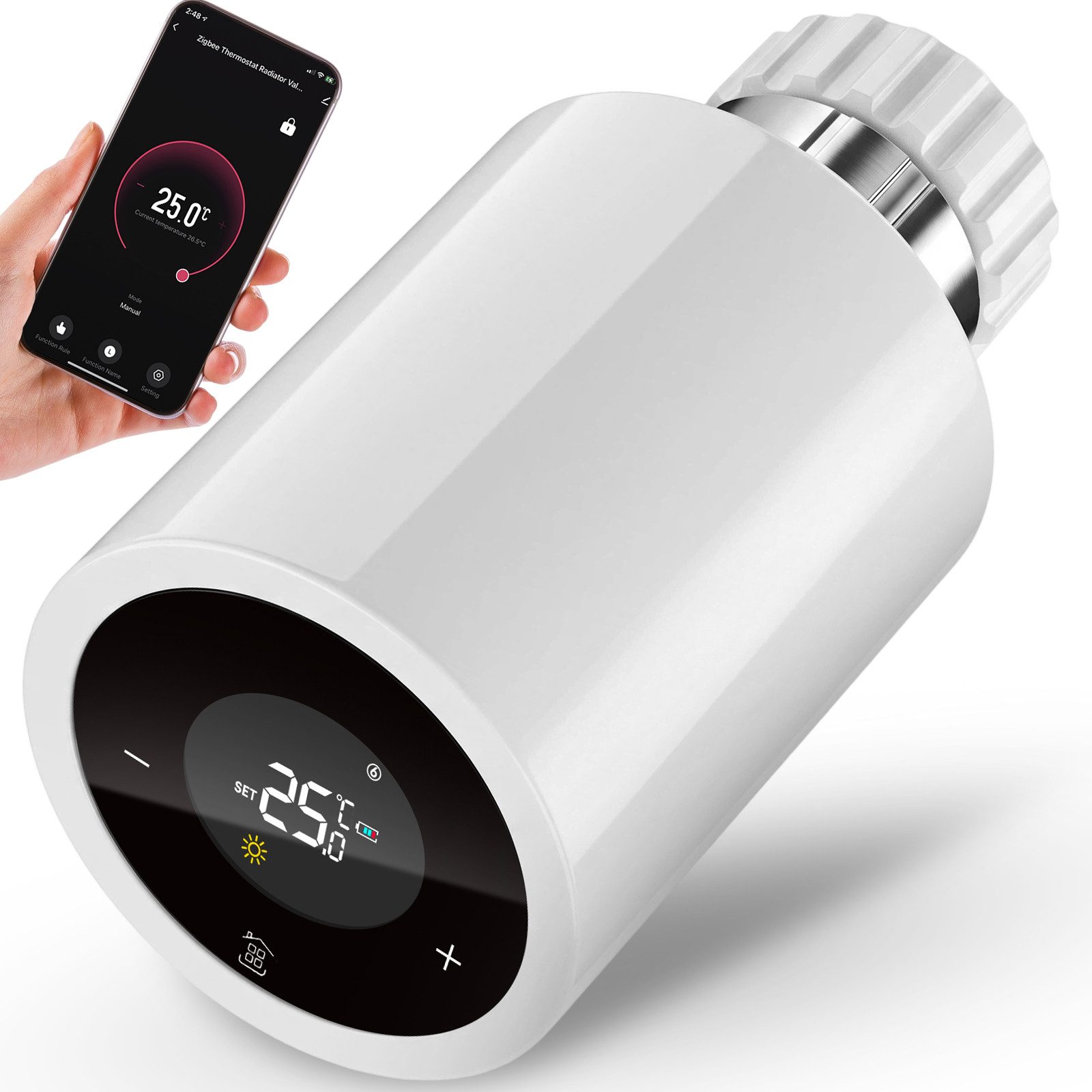 CkeyiN Heizkörperthermostat Intelligent Wifi Heizungsthermostat Steuerung per Tuya, Smart Life APP, Zigbee-Hub erforderlich, Kompatibel mit Alexa und Google Assistant