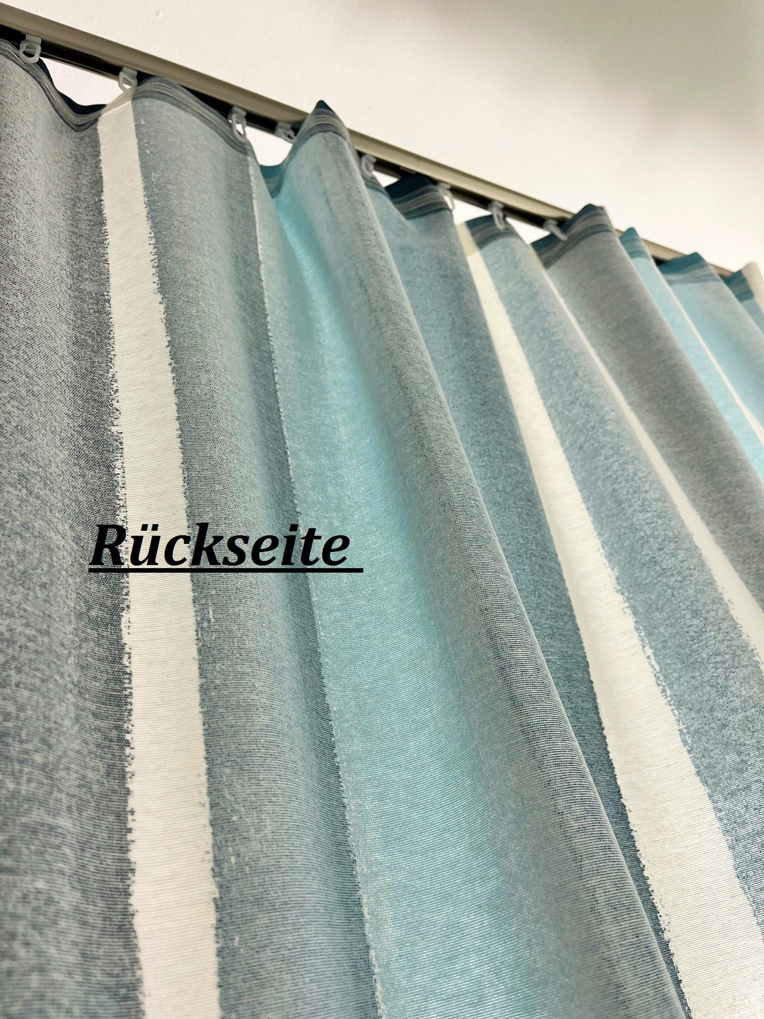 novumfix Gardine Dekoschal "Strand" blau-weiß gestreift Skandi-look 135x350cm(BxH), blickdicht, extra lang