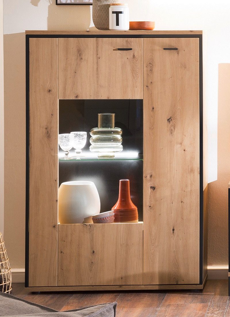 MCA furniture Vitrine Kombi-Highboard Buenos Aires, Balkeneiche, ohne Beleuchtung