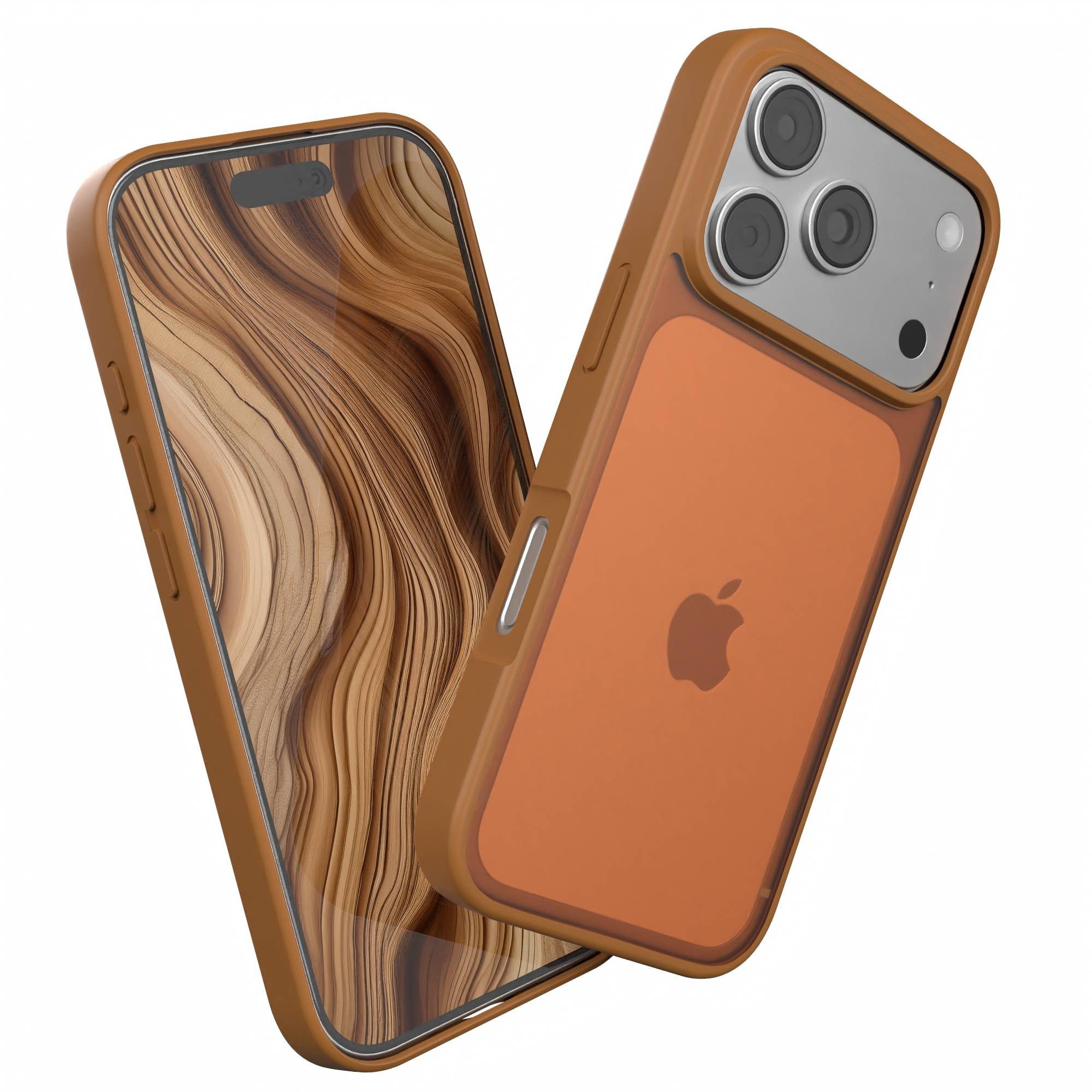 EAZY CASE Handyhülle Outdoor Case für Apple iPhone 17 Pro 6,3 Zoll, Handyhülle Outdoor Slimcover kratzfest transparent Braun