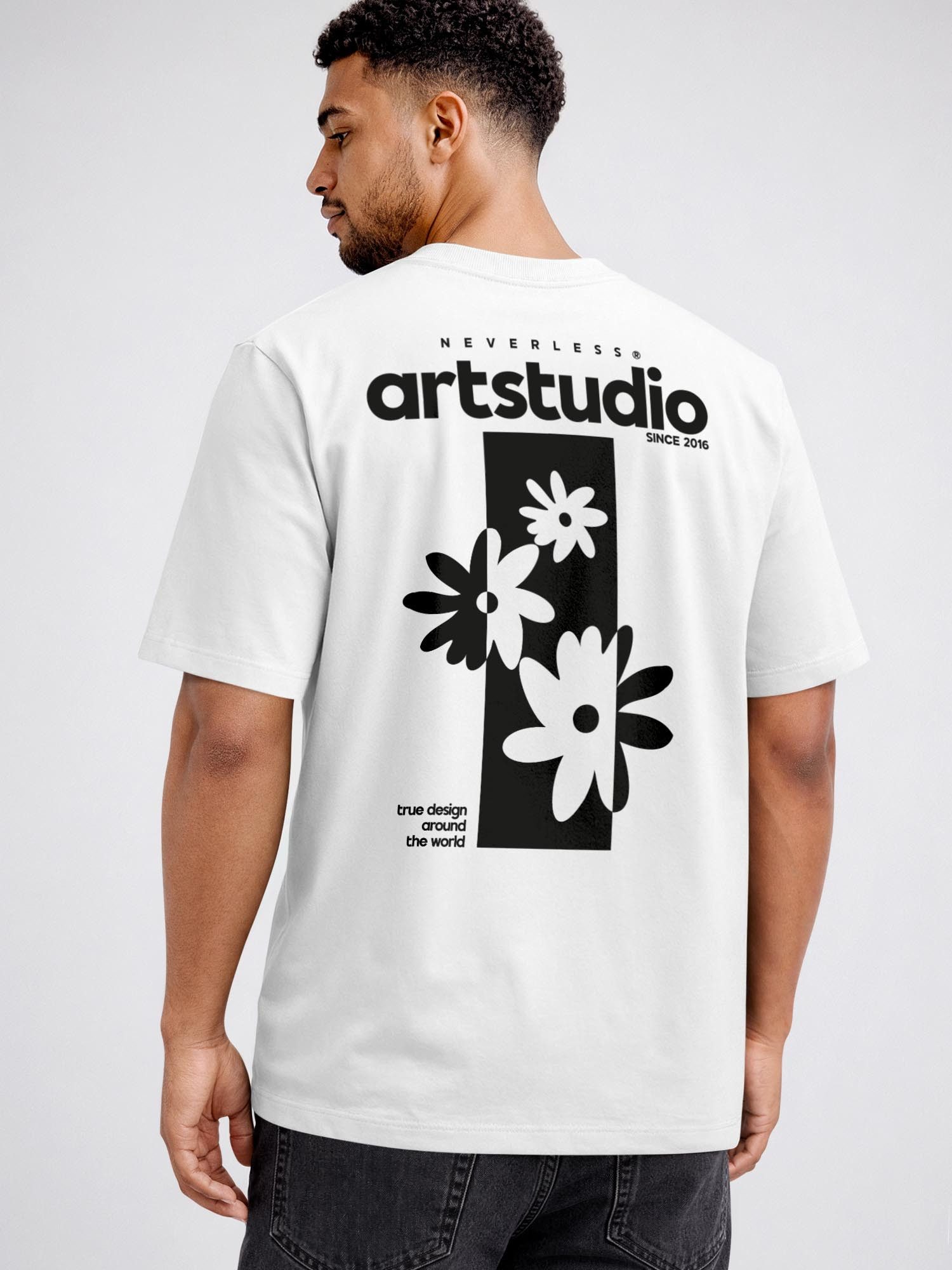 Neverless Oversize-Shirt Herren T-Shirt - Design Artstudio Flowers - Oversized Relaxed Fit mit Print