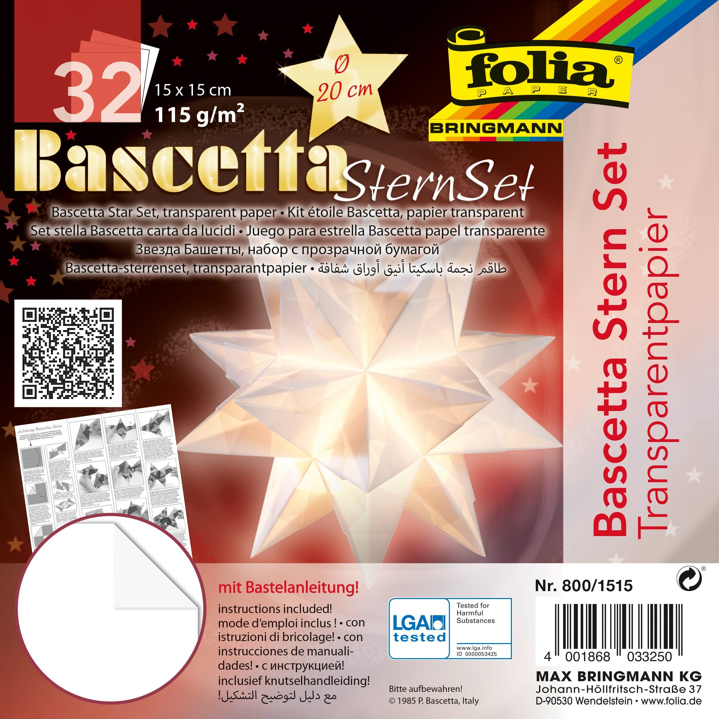 Folia Papiersterne Bascetta-Stern-Set, 20 cm oder 30 cm
