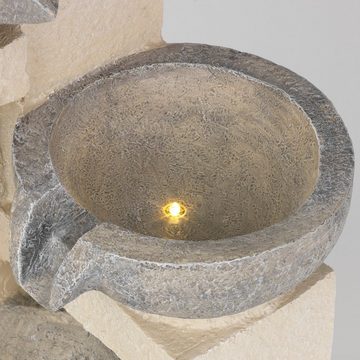Hoberg Gartenbrunnen LED-Springbrunnen - Zierbrunnen - 52cm Steinoptik grau