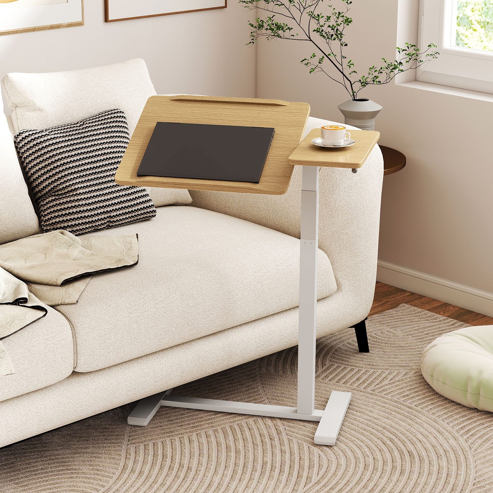 COSTWAY Laptoptisch, auf Rollen, höhenverstellbarer Betttisch mit kippbarer günstig online kaufen