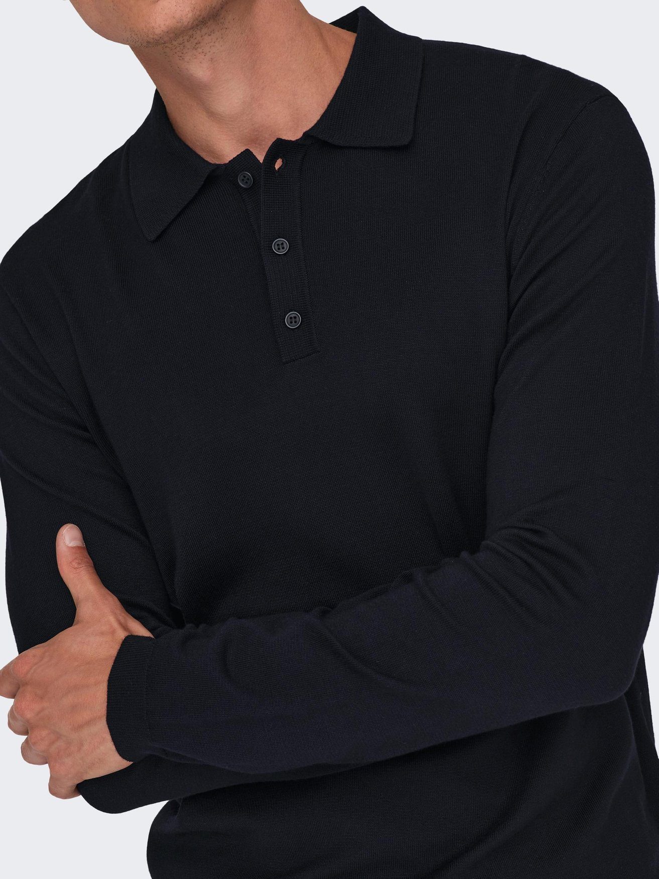 & 5426 Dunkelblau Basic Strickpullover in Pullover Shirt Langarm ONLY SONS ONSWYLER Polo