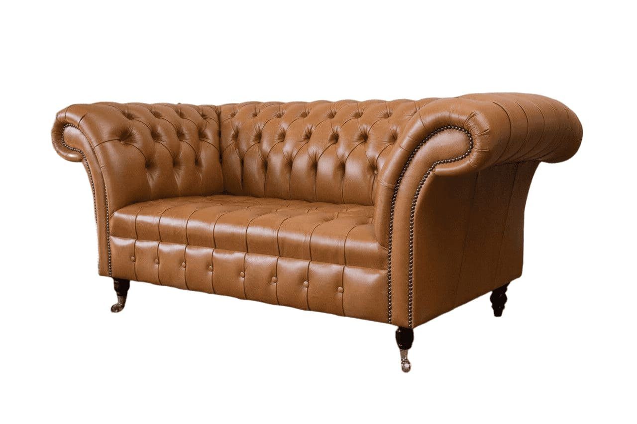 Kunstleder Chesterfield-Sofa, JVmoebel Zweisitzer Klassisch Sofa Chesterfield Couch Braun