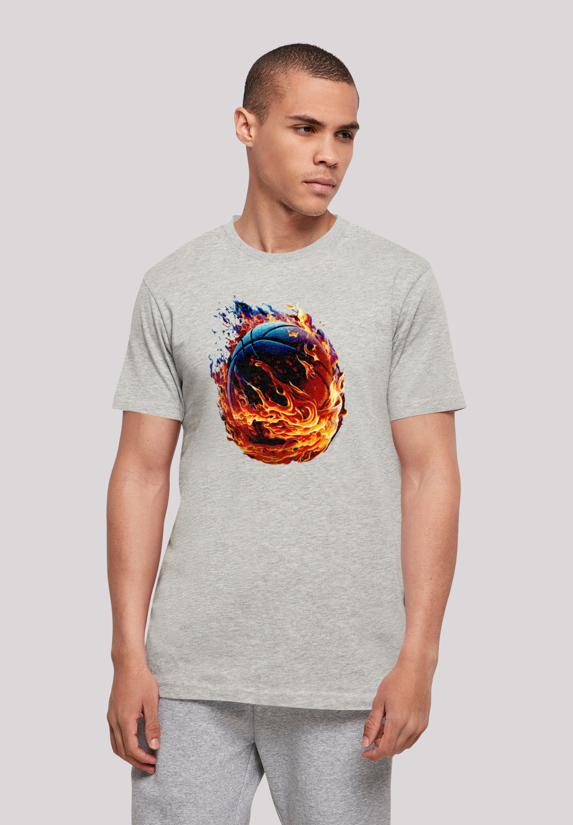 F4NT4STIC T-Shirt Basketball On Print UNISEX heather Fire Sport grey