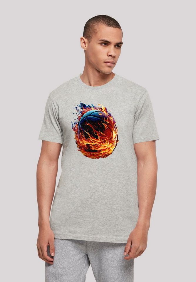 Fire Basketball Baumwollstoff Sehr On mit Sport hohem Print, T-Shirt UNISEX Tragekomfort F4NT4STIC weicher
