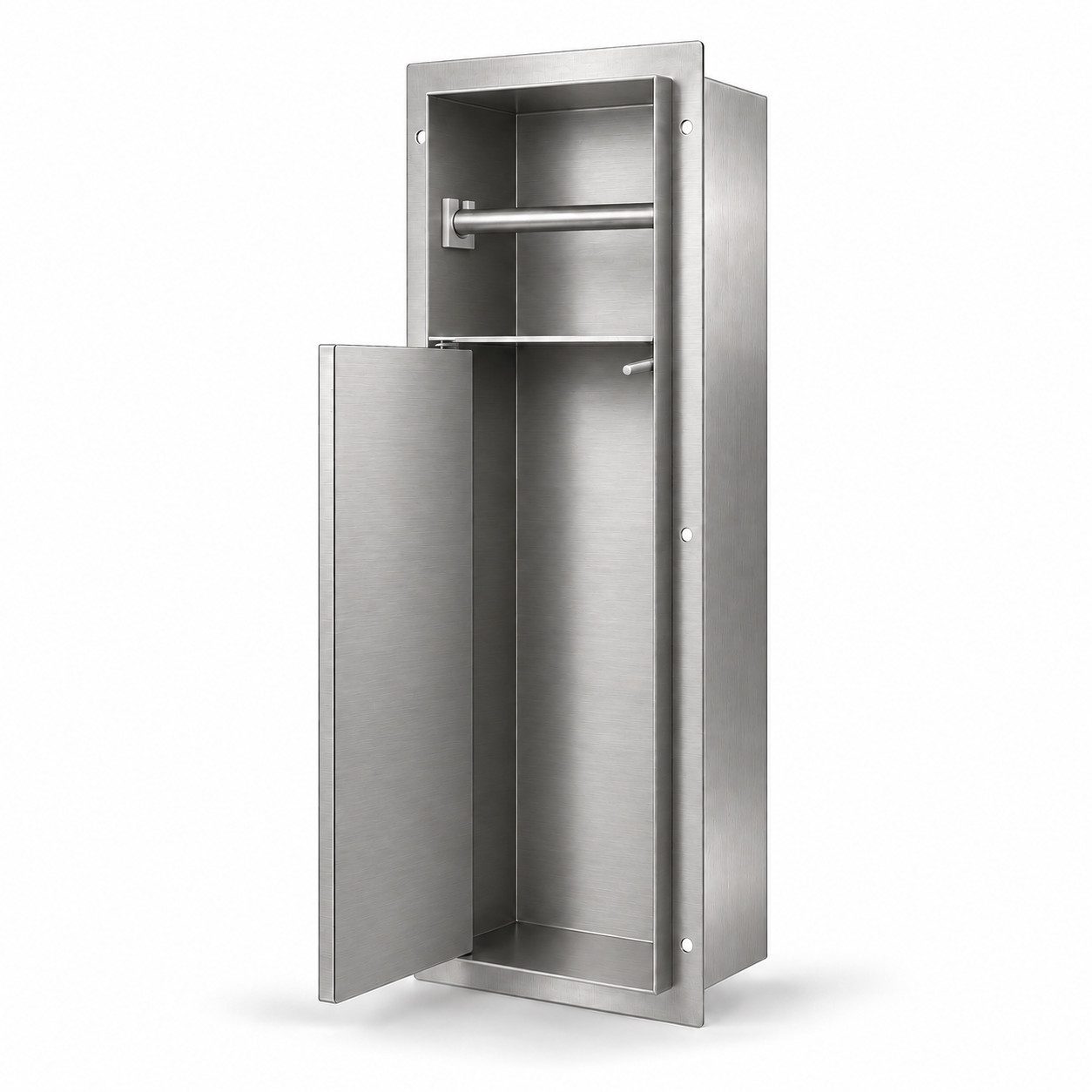 HAGO Toilettenpapierhalter WC Modul Edelstahl Einbauschrank Unterputz Wandnische, Ohne Klappe