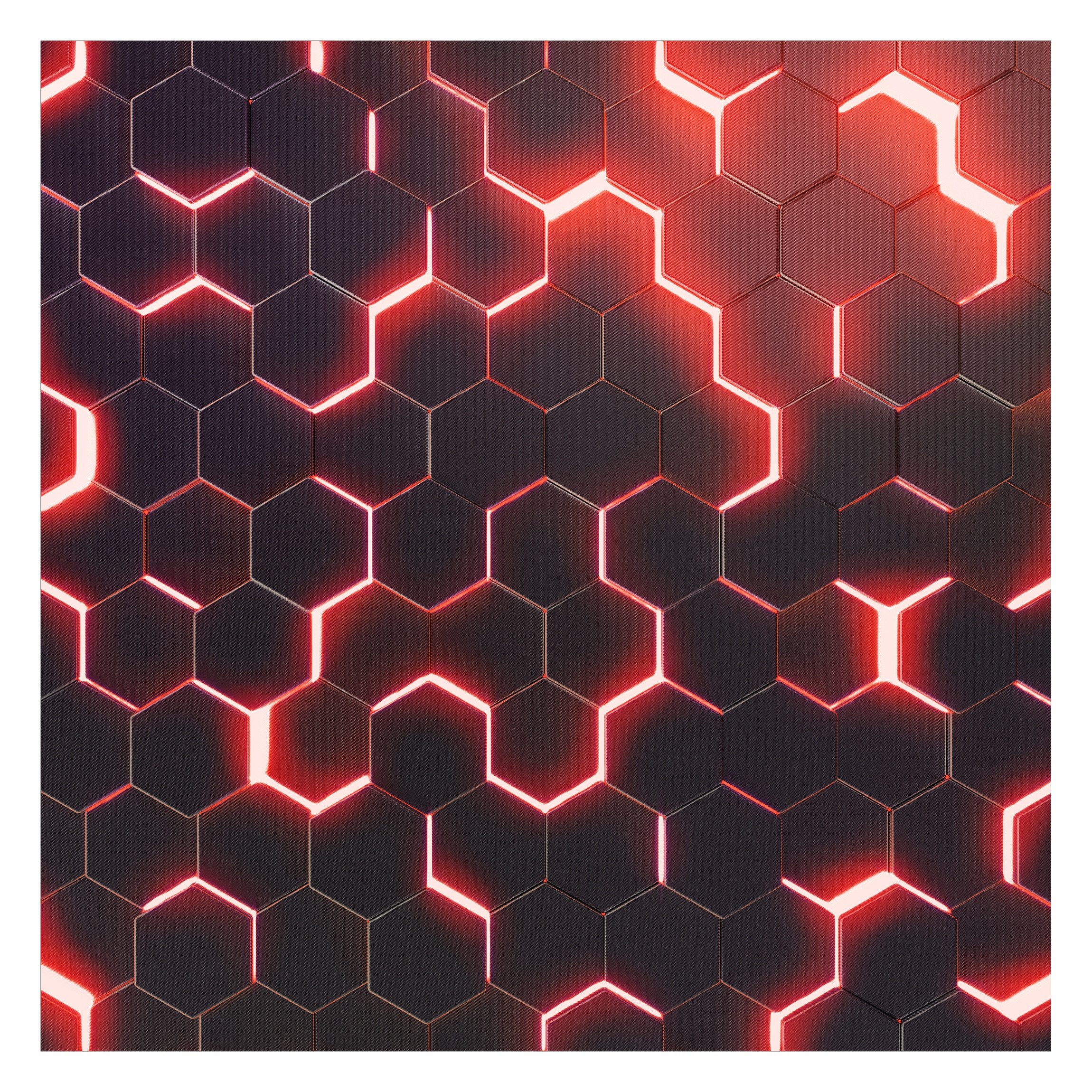 Bilderdepot24 Mustertapete Hexagone Neonlicht Rot 3D-Optik Muster Neon Art Gaming schwarz modern, Glatt, Matt, (Vliestapete inkl. Kleister oder selbstklebend),  – Bild 2 von 5