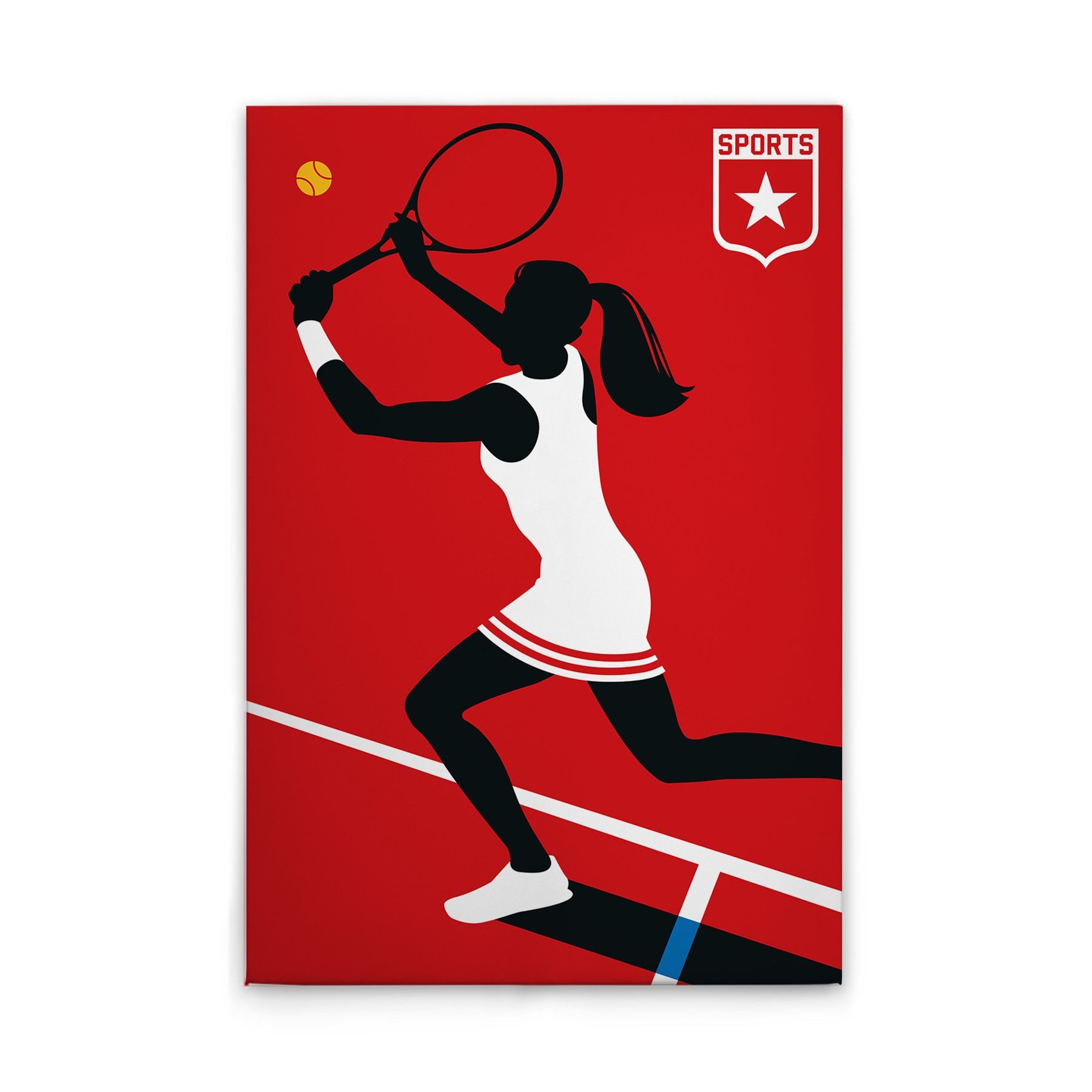 Tadessi Leinwandbild Leinwandbild Retro Tennisspieler M1-No.50879, Keilrahmen in Rot Gelb-, Sport