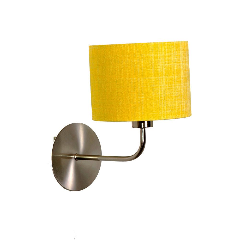 Dirk Davids Leuchten GmbH Wandleuchte Wandleuchte Nickel Matt Schirm Zylinder Leinen Lemon Gelb Komplett, ohne Leuchtmittel