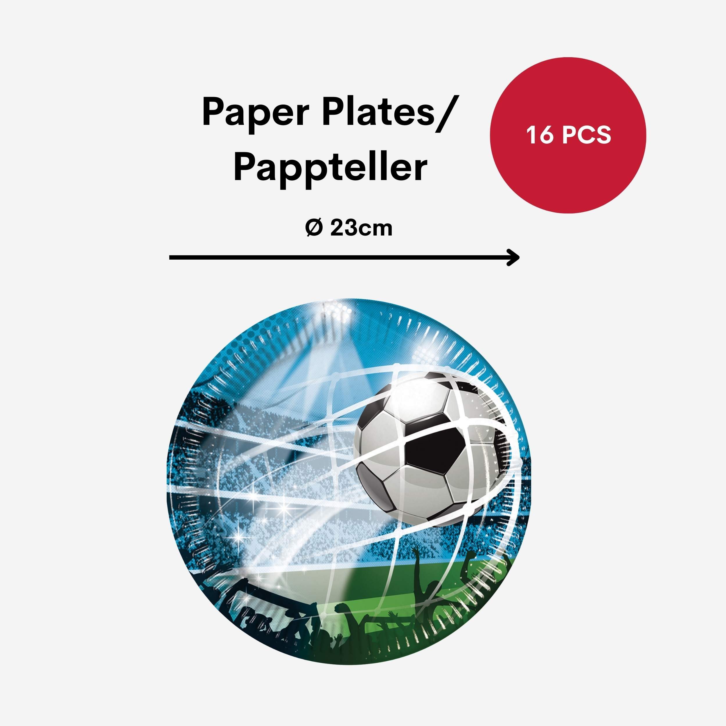 Procos Einweggeschirr-Set 69-tlg. Fußball Fan Party Set für Kindergeburtstag, 16 Personen