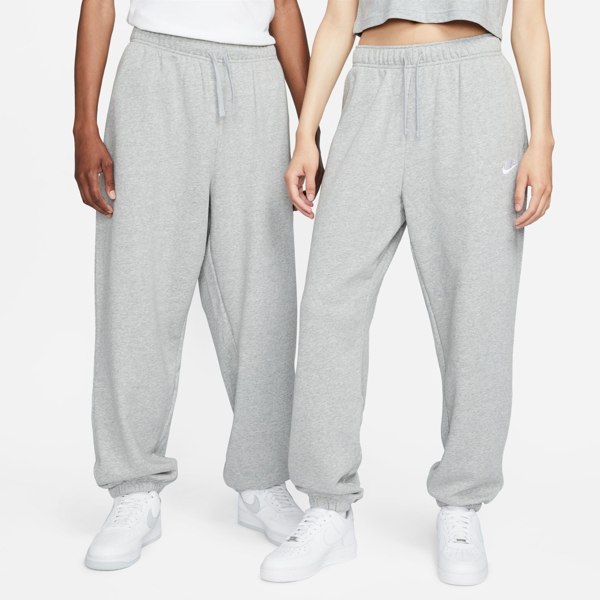Nike Sportswear Jogginghose DK Mid-Rise Women's Pants HEATHER/WHITE GREY Club Fleece