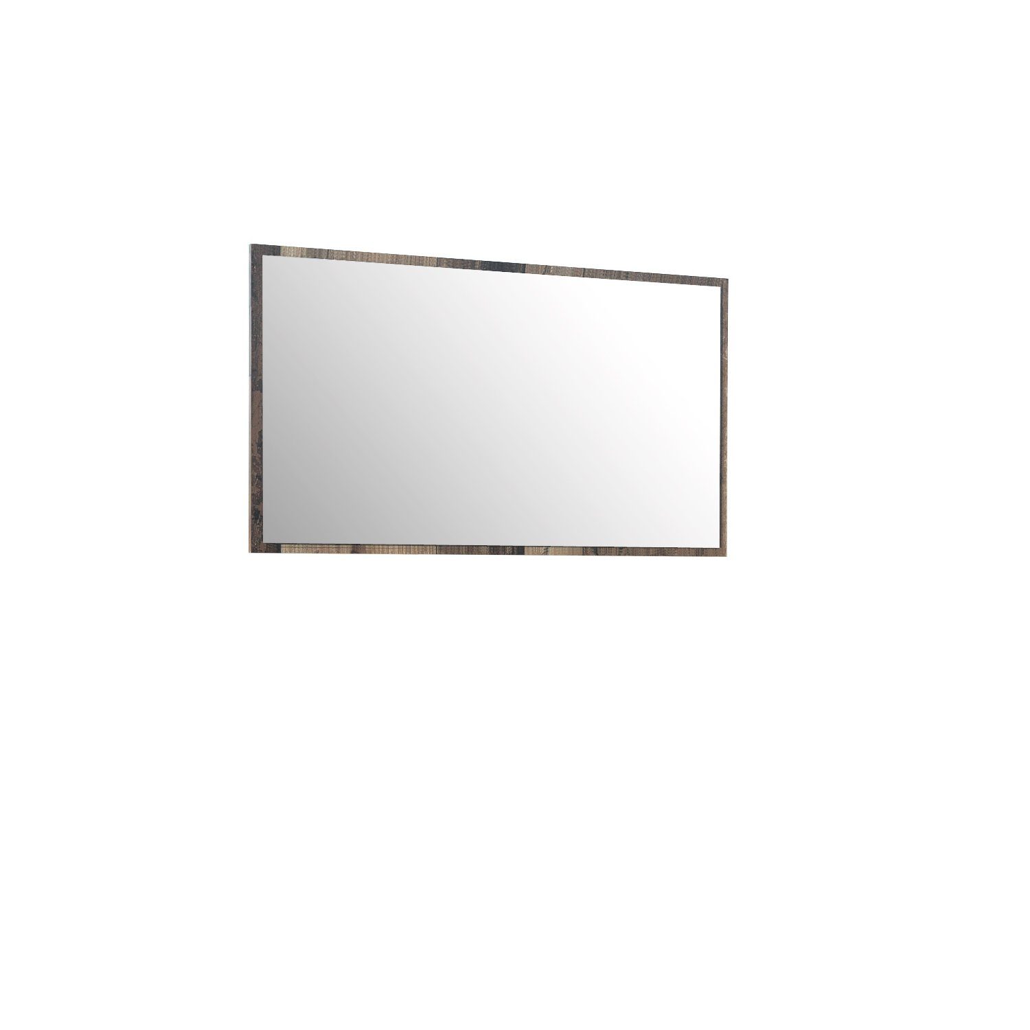möbelando Wandspiegel Salford, Moderner Spiegel, Trägerplatte aus Spanplatte in Old Wood Vintage Nachbildung. Breite 120 cm, Höhe 70 cm, Tiefe 1,8 cm