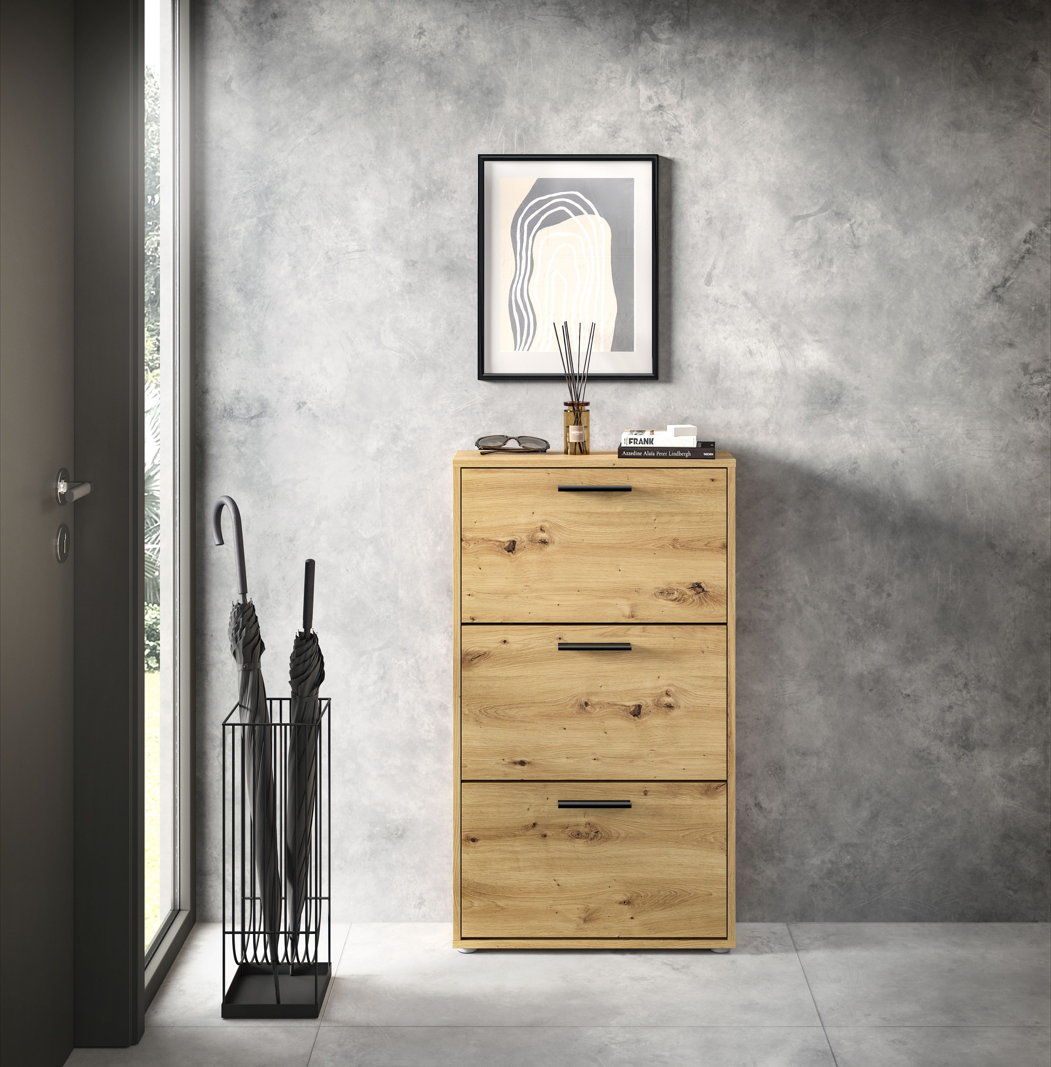 HBZ Schuhkipper Sam Schuhkipper, Schuhschrank BxHxT 59x103x17 cm (1 St), Schuhkipper, Schuhschrank mit 3 Klappen, BxHxT 59x103x17cm