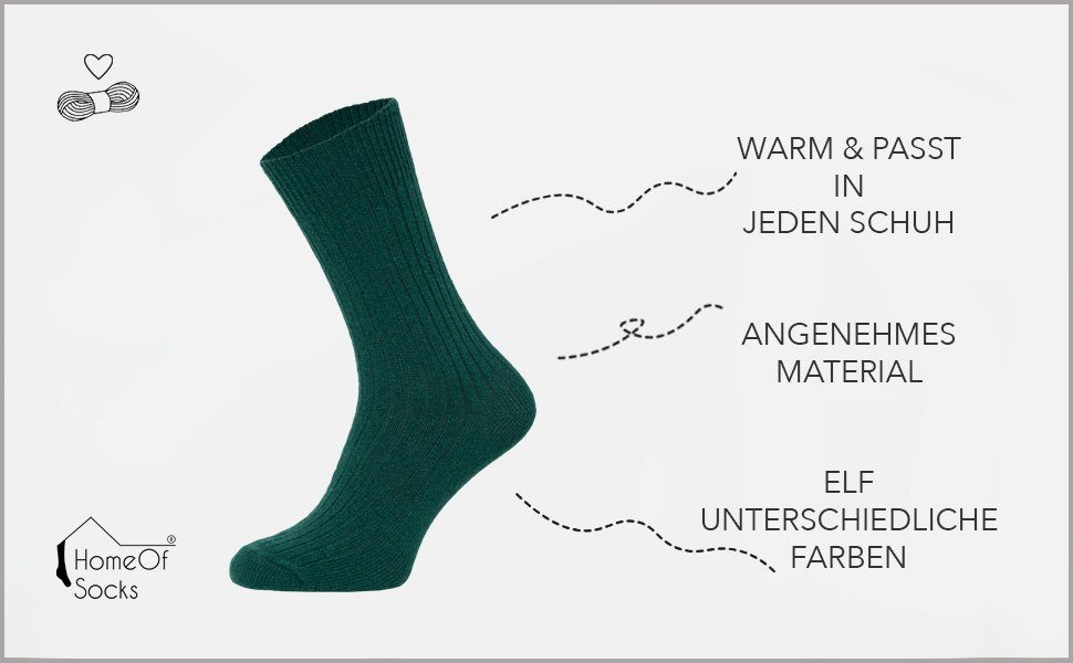 HomeOfSocks Socken Dünne Bunte Wollsocken Uni Druckarm Wollsocken Bunt mit Senf Wollanteil Hochwertige 72% Dünn