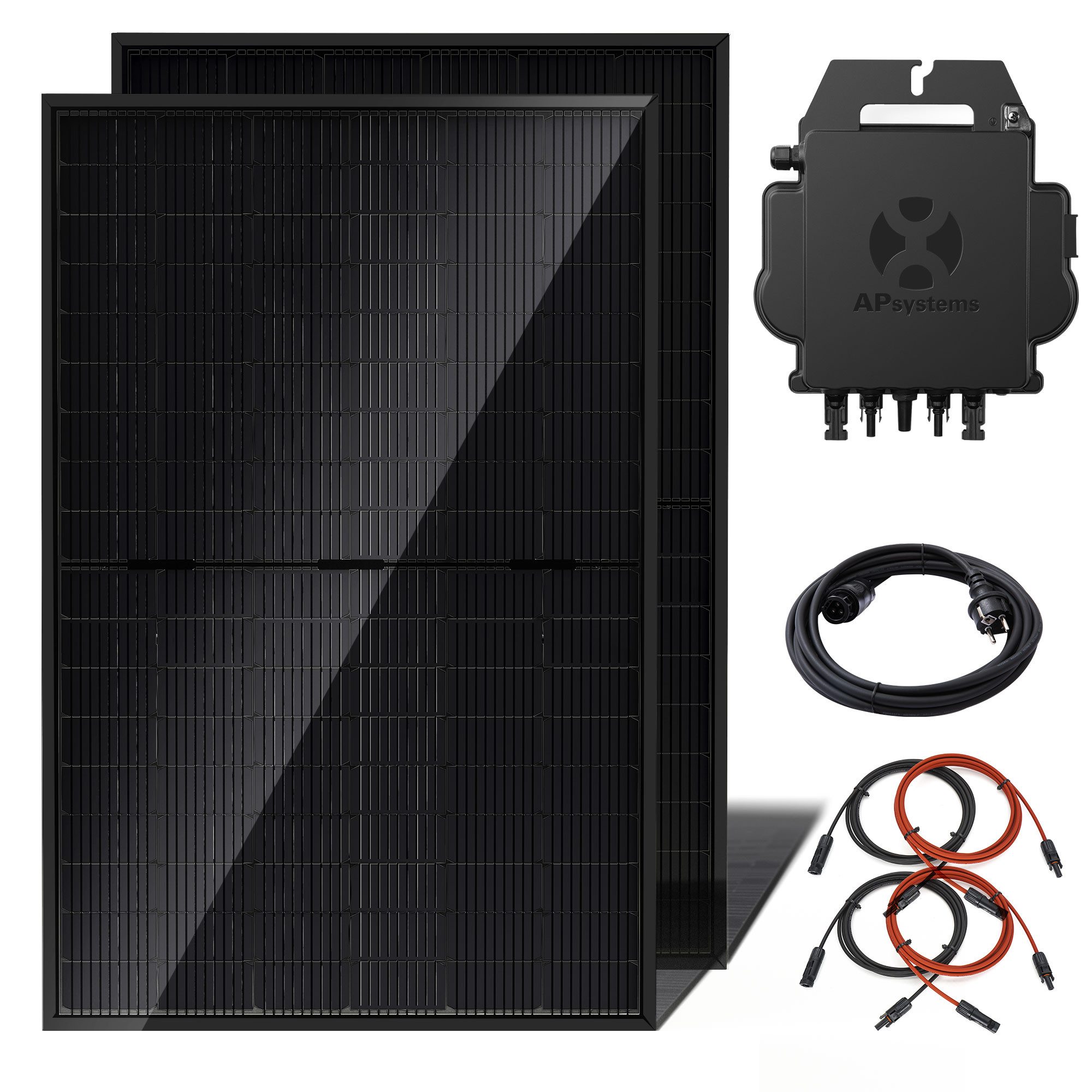 E.For.U Solaranlage Balkonkraftwerk, 800,00 W, Monokristallin, (960W/800W mit 2x480W Bifazialer Glas Solarmodule, Wechselrichter upgradebar 600W auf 800W), inkl. integrierter WLAN&BT Überwachung, 0% MwSt