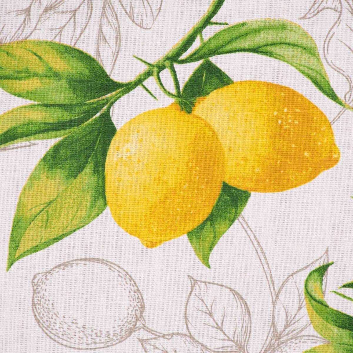 SCHÖNER LEBEN. Tischläufer SCHÖNER LEBEN. Tischläufer aus Baumwolle Citron Zitronen weiß grün g, handmade