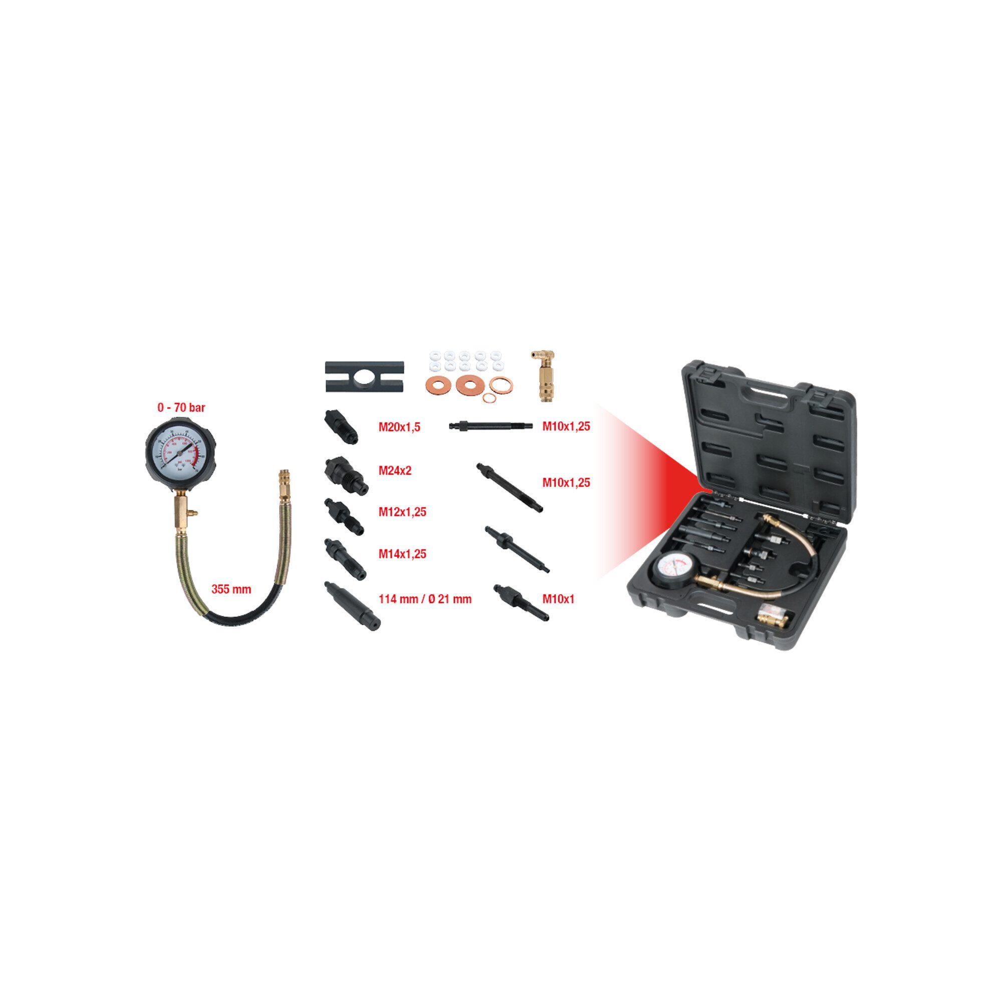 KS Tools Kompressor KS Tools Kompressions-Druckprüfgerät, 13-teilig
