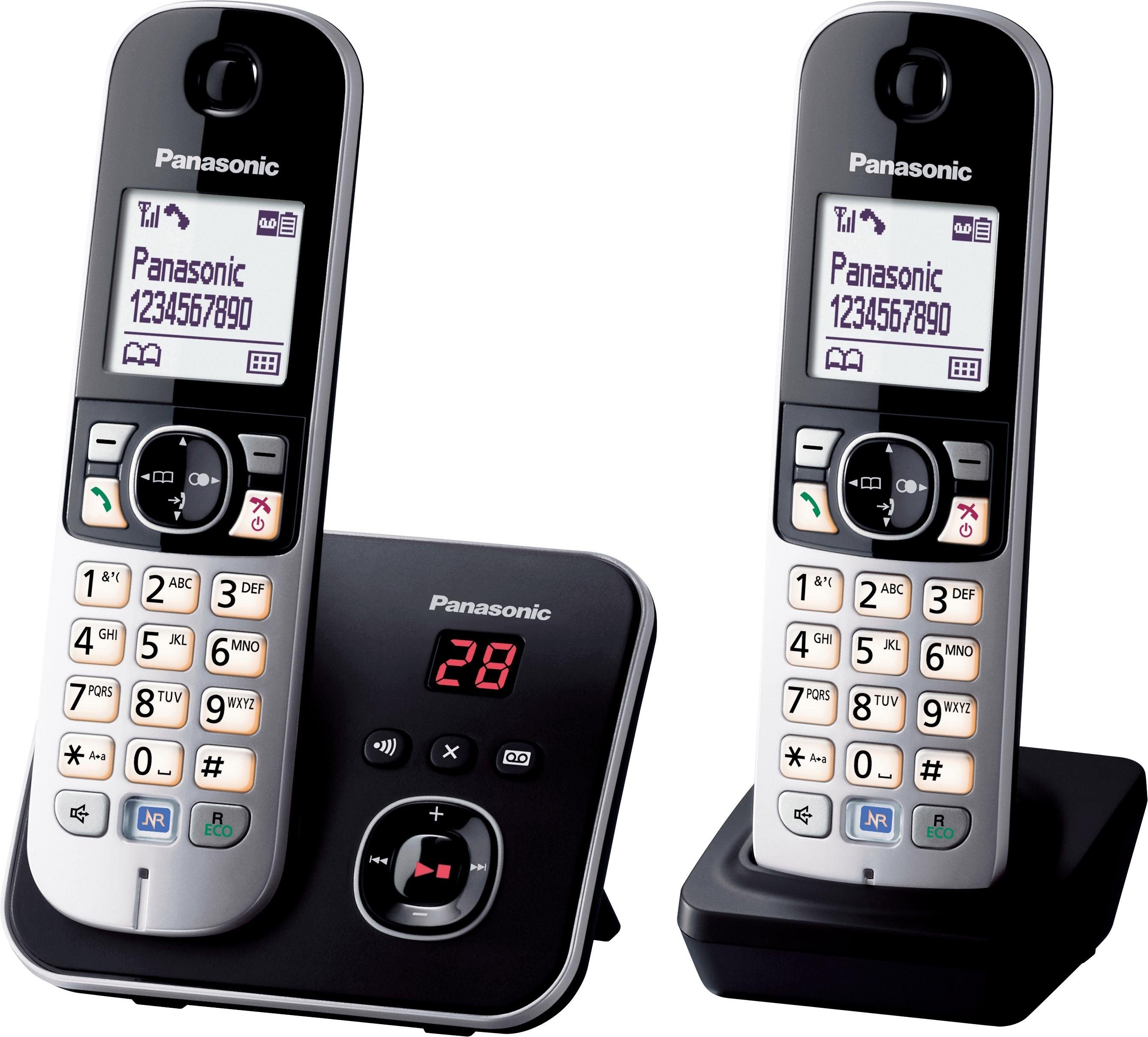 Panasonic KX-TG6822G Schnurloses DECT-Telefon (Mobilteile: 2, mit Anrufbeantworter, Nachtmodis, Freisprechen)