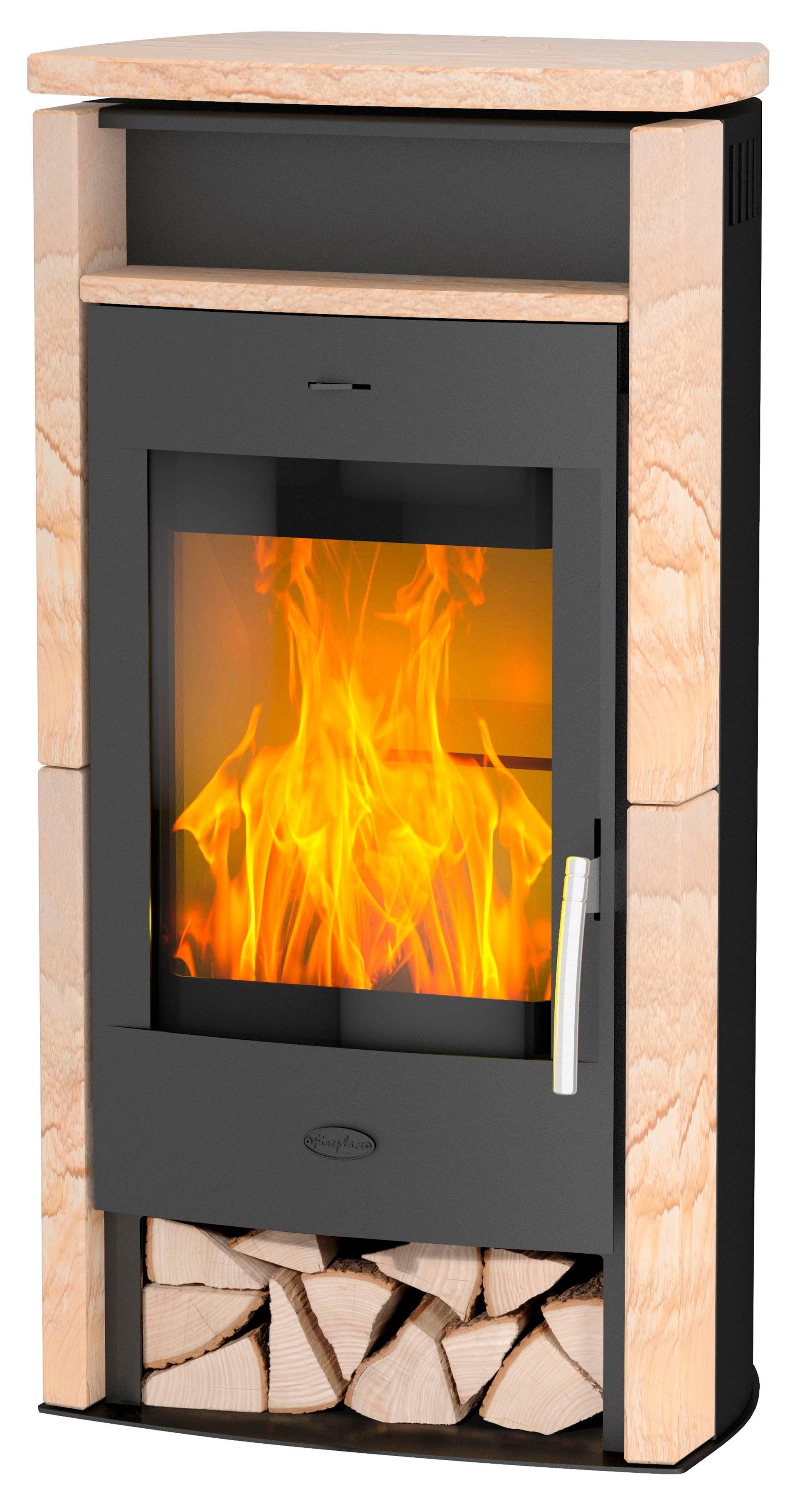 1048mm/530mm/367mm 105 Sandstein, kg, kW, H/B/T: Kaminofen Zeitbrand, Gewicht 6 Fireplace Santiago