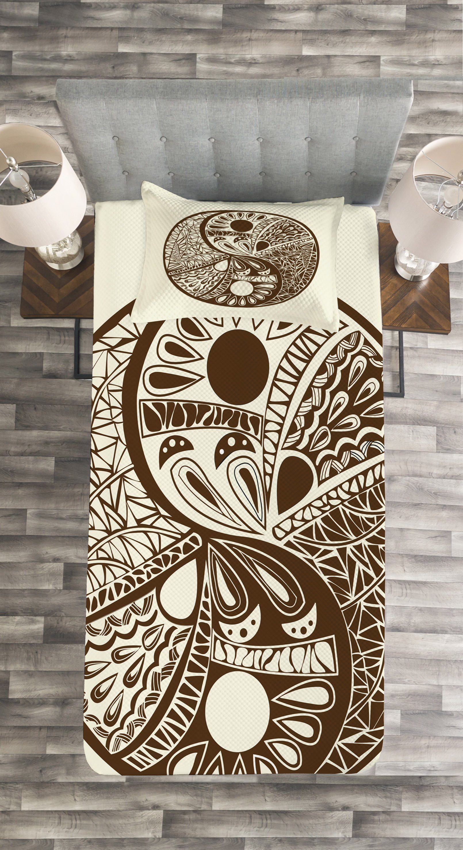 Zusammenfassung Abakuhaus, Kissenbezügen Hand Tagesdecke Waschbar, gezeichnet von Yin-Yang Set mit